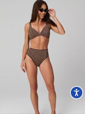 Fabletics FIRE! NWT! Yitty Swim Twist High Waist Bikini Set in Choco Leopard.
